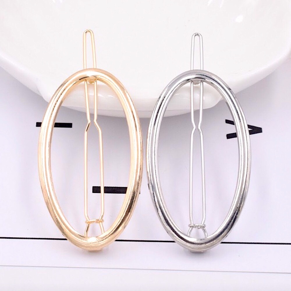 ⚜️[𝟯/$𝟭𝟴]⚜️Big Silver Oval Simple Barrette NEW - Picture 4 of 7